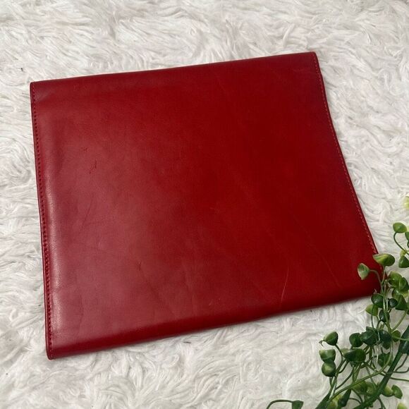 GIGLIODORO for Lane Crawford Italy Foldover Red Leather Clutch Binder‎ Vintage - Picture 3 of 12